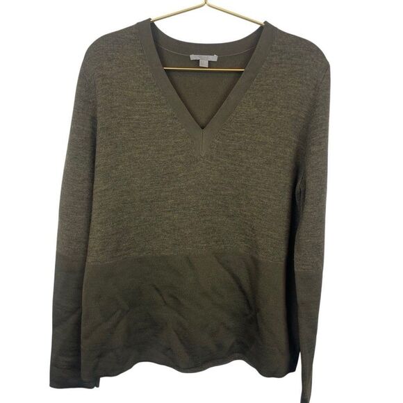 COS‎ Green Sweater V-Neck Rayon Wool  Size Medium - Picture 1 of 5